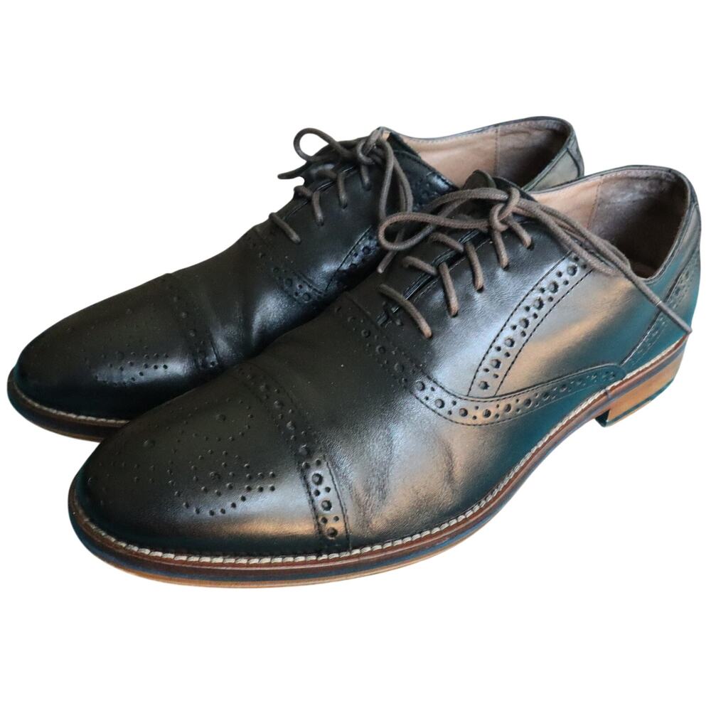 Johnston & Murphy Black Leather Cap Toe Oxford Dress Shoes Mens 9M Lace Up - Picture 3 of 8